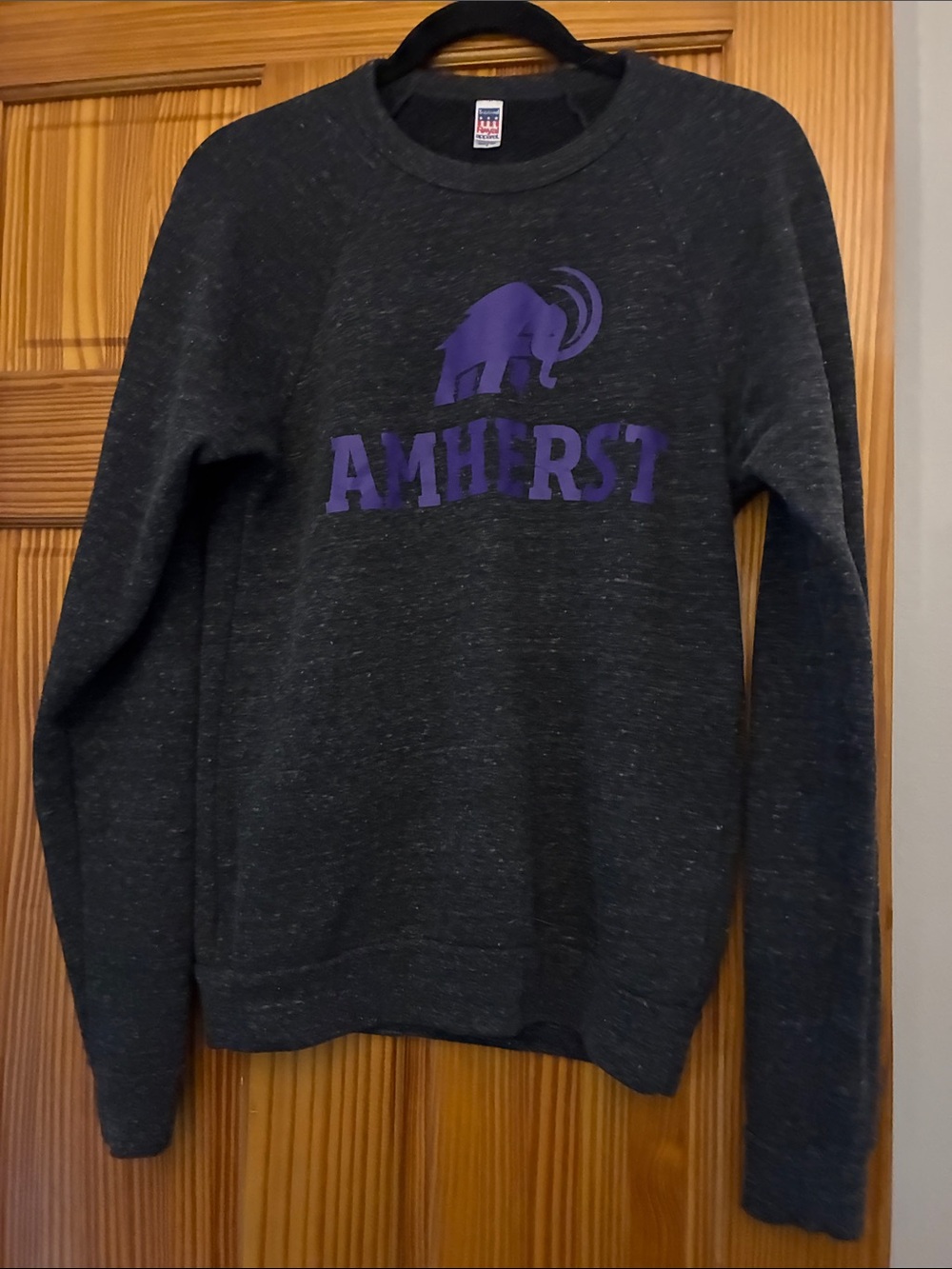 Amherst Logo Crewneck Sweatshirt in Dark Gray and Purple